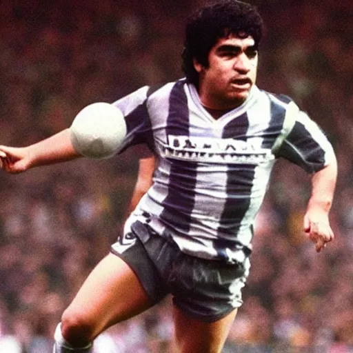 Image similar to diego armando maradona playing football in heaven