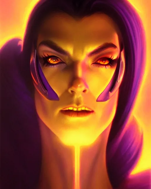 Image similar to widowmaker from overwatch, character portrait, portrait, close up, vintage fantasy art, vintage sci - fi art, radiant light, caustics, by boris vallejo