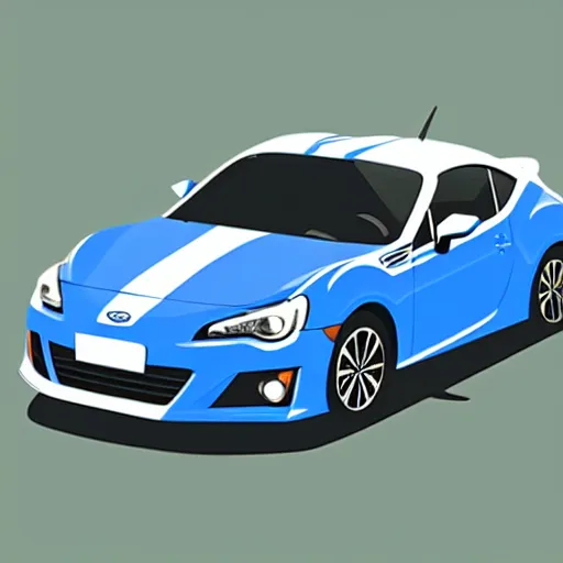 Image similar to vector art of a single blue subaru brz, isometric, 4 k, detailed lighting