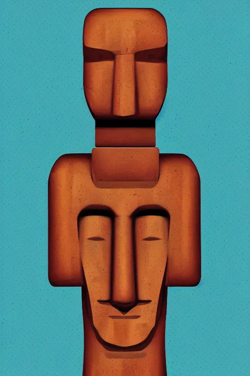 Image similar to cubist moai statue cutout digital illustration cartoon colorful beeple