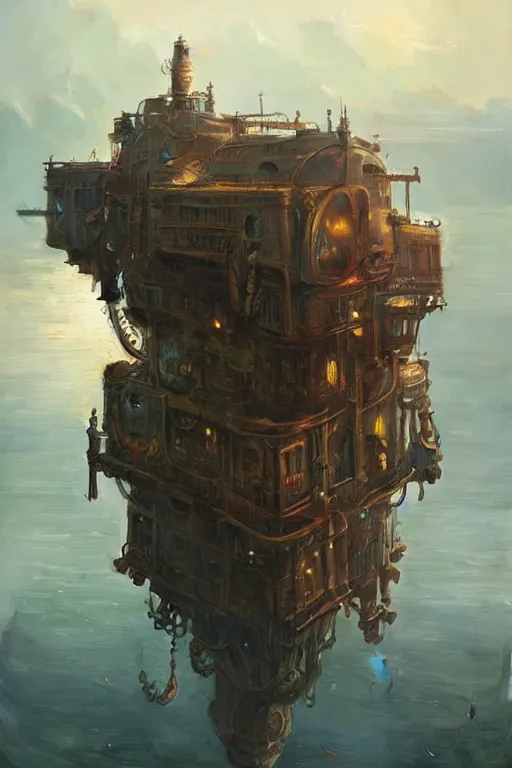 steampunk floating island