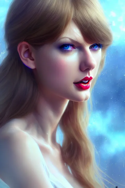 Image similar to taylor swift, evangelion, au naturel, hyper detailed, digital art, trending in artstation, cinematic lighting, studio quality, smooth render, frostbite 3 engine rendered, art style by klimt and nixeu and ian sprigger and wlop and krenz cushart