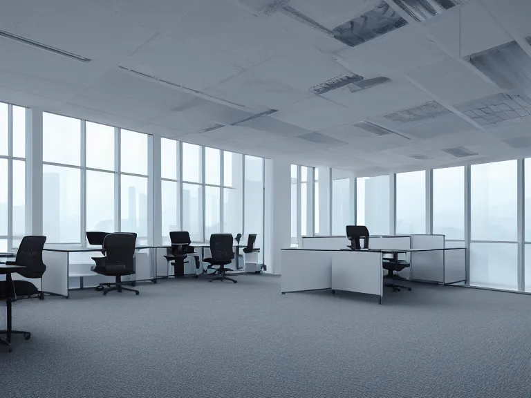 Image similar to endless office space, wide angle, octane render, 8 k