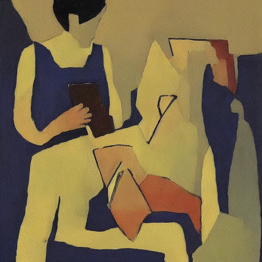 Prompt: a painting of a smartphone by felice casorati aesthetically pleasing and harmonious natural colors, expressionism