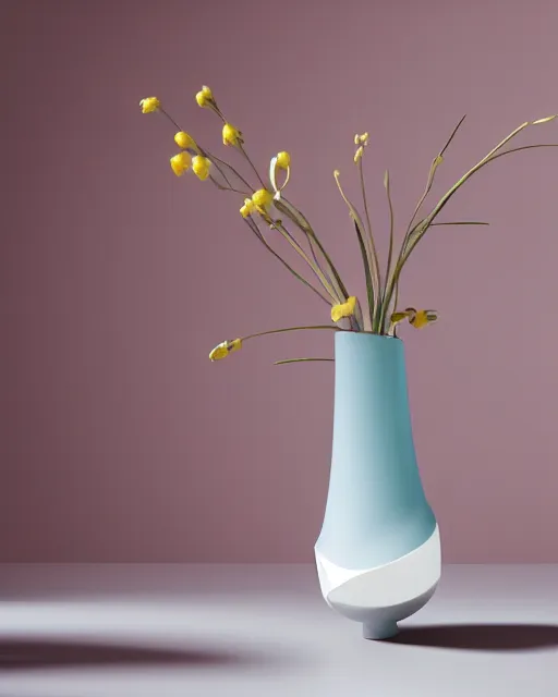 Image similar to A vase designed by beeple, product photography, bokeh