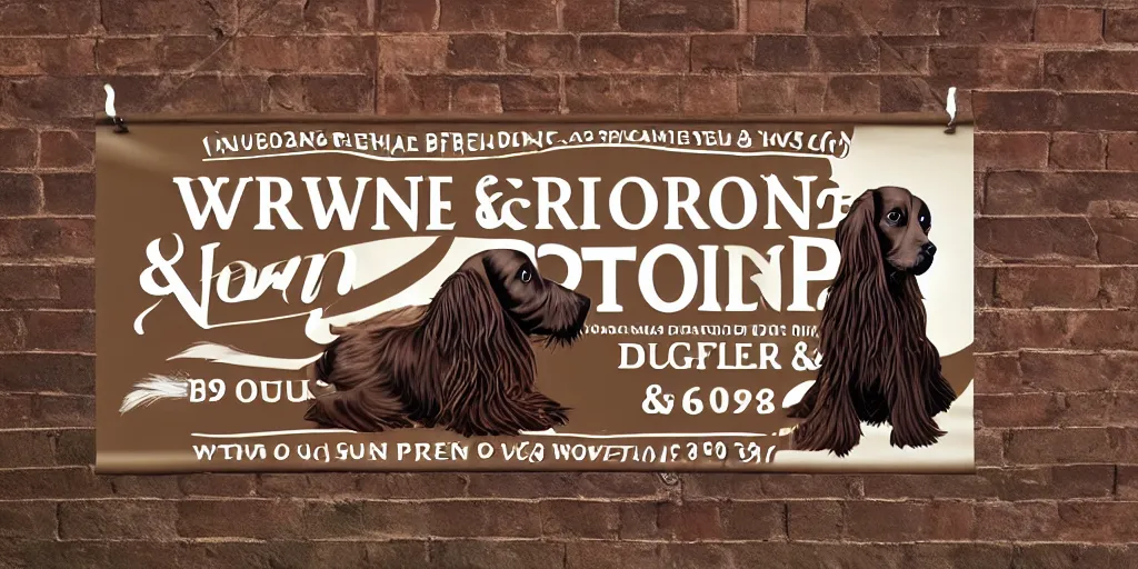 Prompt: brown and white sprocker spaniel pub banner