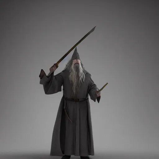 Prompt: Gandalf, holding a staff, wizard hat, dramatic art, digital art, octane render, 4k, trending on artstation