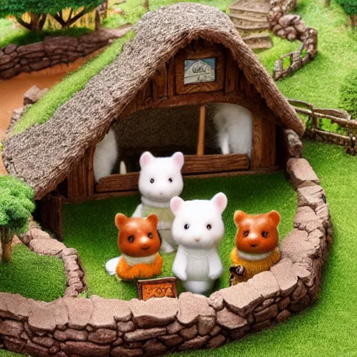 Image similar to lord of the rings calico critters in the shire