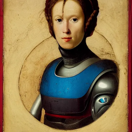 Image similar to a portrait of a female android by andrea del sarto