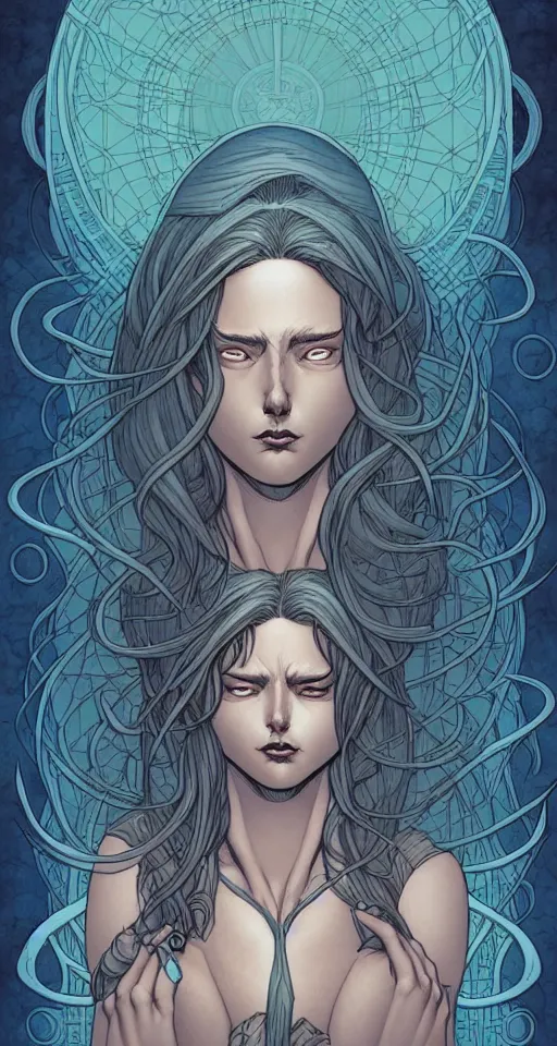 Prompt: comic cover art of an intellect devourer, high fantasy digital illustration, by jenny frison and sana takeda, intricate details, stunning inking lines, flat colors, 4 k, hd, artstation