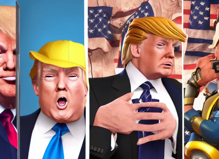 Image similar to donald trump as overwatch character instagram photo shoot