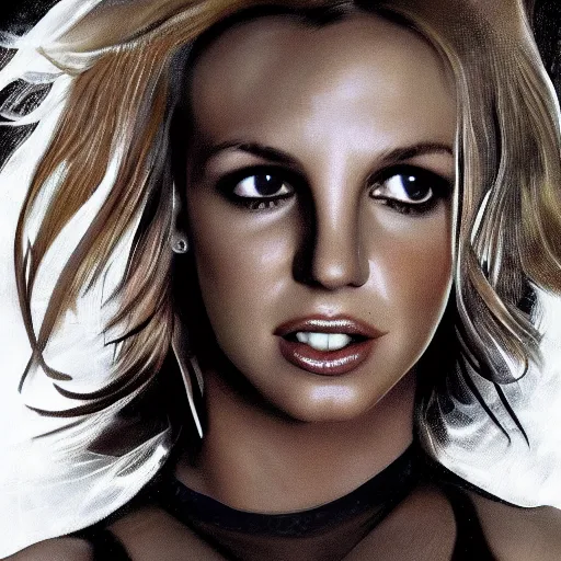 Prompt: britney spears, artstation hall of fame gallery, editors choice, #1 digital painting of all time, most beautiful image ever created, emotionally evocative, greatest art ever made, lifetime achievement magnum opus masterpiece, the most amazing breathtaking image with the deepest message ever painted, a thing of beauty beyond imagination or words, 4k, highly detailed, cinematic lighting