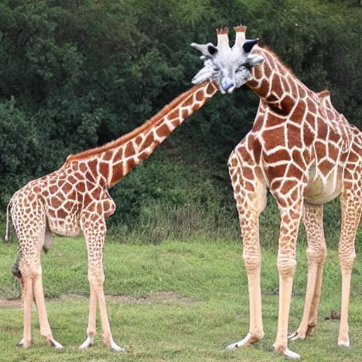 Image similar to giraffe with white feathers and orange bill