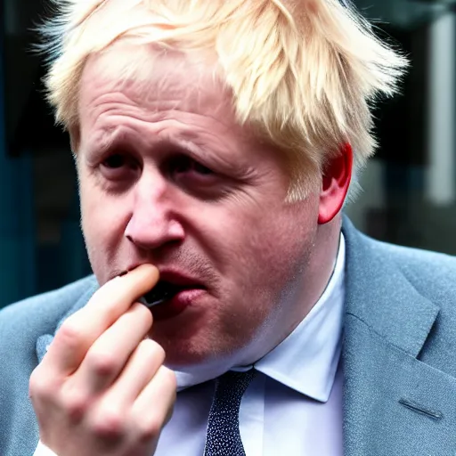 Image similar to medium shot photo of Boris Johnson smoking weed, 4k, ultra HD