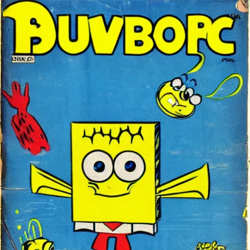 Prompt: 1 9 5 0's comic magazine cover of spongebob