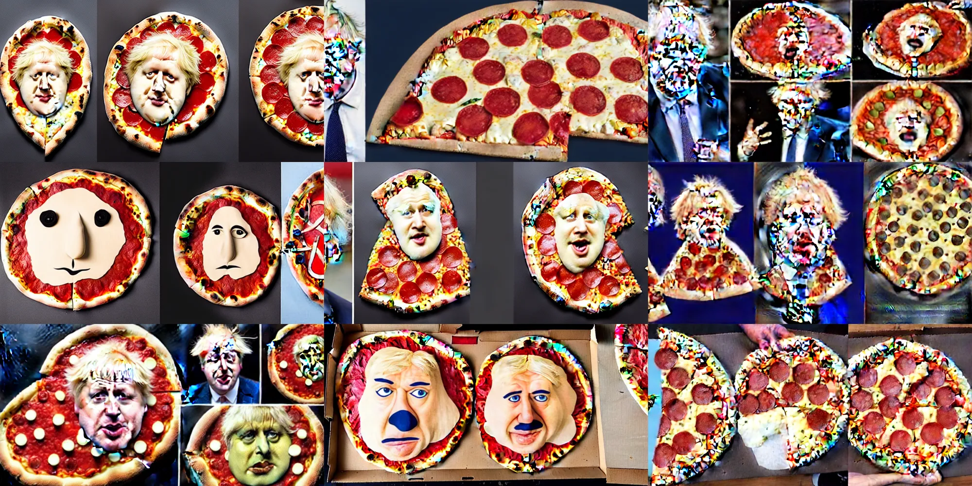 Image similar to pizza shaped like boris johnson