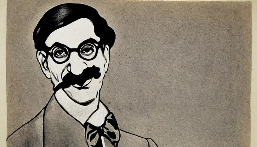 Image similar to art nouveau portrait of groucho marx