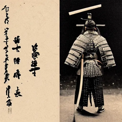 Image similar to a samurai holding his sword with two hands, by edgar allen poe