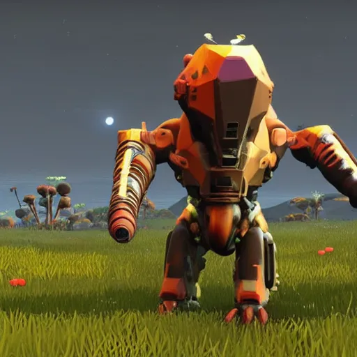 Prompt: the model of a procedurally generated no man's sky creature