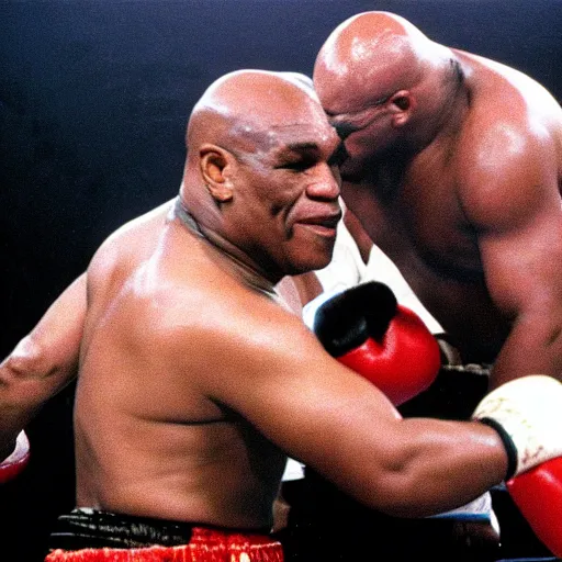 Prompt: danny devito fighting mike tyson in a boxing ring in the 1 9 8 0 s