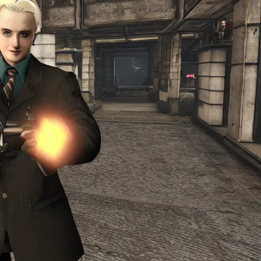 Image similar to Draco Malfoy! in the call of duty zombies map Tranzit, screenshot!!, BO2 Tranzit!!!,