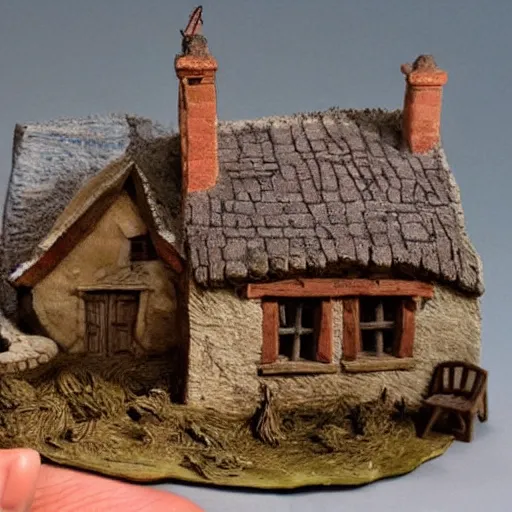 Image similar to minature 1 8 0 0 s france village sculpted in the style of george tsougkouzidis, clay, sculpture, portrait lighting