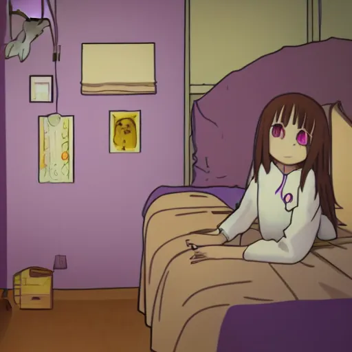 Prompt: lain in her room