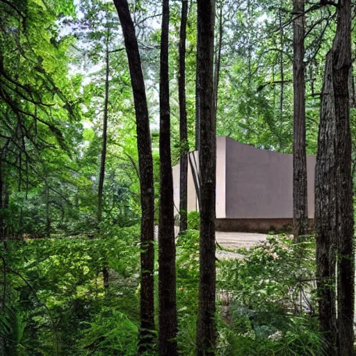 Image similar to a building in the middle of a forest, architecture