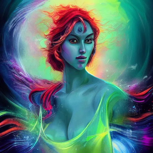 Image similar to woman popular fantasy art abstract painting generated by artificial intelligence, 8K UHD, trending on artstation, extremely detailed