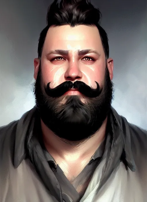 Image similar to a _ fantasy _ style _ portrait _ painting _ of white male short black hair chubby disconnected beard, rpg dnd oil _ painting _ unreal _ 5 _ daz. _ rpg _ portrait _ extremely _ detailed _ artgerm _ greg _ rutkowski _ greg