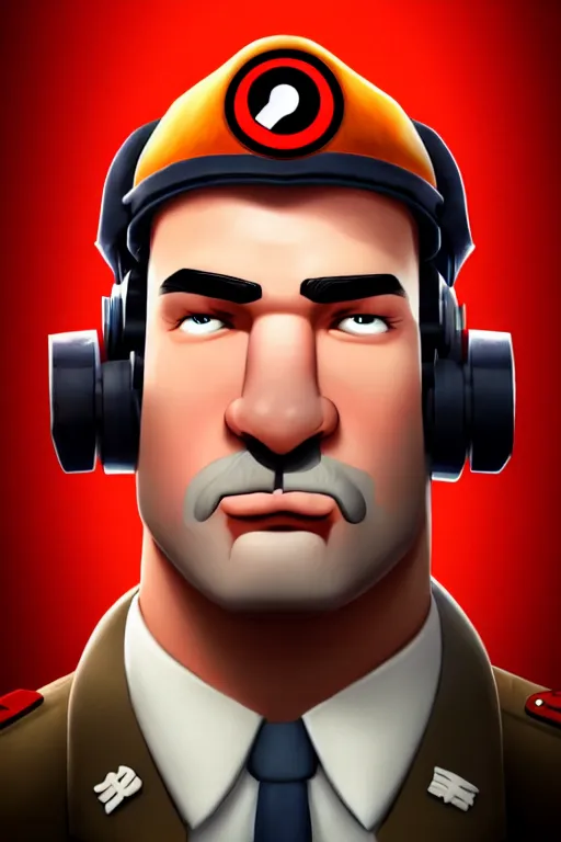 Image similar to beautiful highly detailed realistic stylized character portrait team fortress 2 medic, detailed character art master portrait, trending on artstation