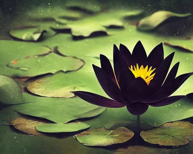 Prompt: black lotus flower, in forest, bokeh depth of field, illustration, by ( kieran yanner ) ( miranda meeks ) ( anna podedworna ) ( cristi balanescu ), digital art