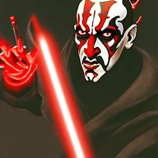 Prompt: darth maul as good guy