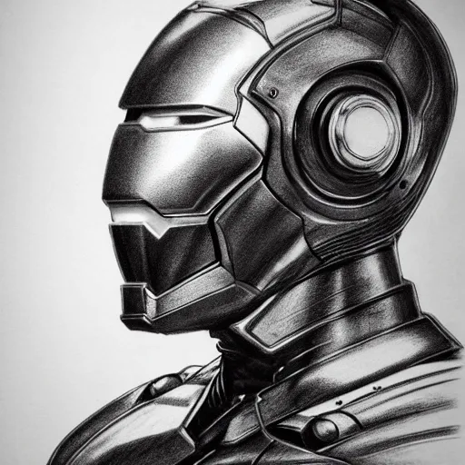 Prompt: steampunk, H.R. Giger design of Iron Man, head and body, drawing on pencil, ornate, details, smooth, sharp focus, illustration, realistic, cinematic, artstation, award winning, rgb, ethereal blue lighting, 8K, H 1088