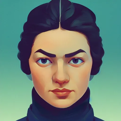 Image similar to face icon stylized minimalist young soviet russian bolshevik leader nadezhda konstantinovna krupskaya, loftis, cory behance hd by jesper ejsing, by rhads, makoto shinkai and lois van baarle, ilya kuvshinov, rossdraws global illumination