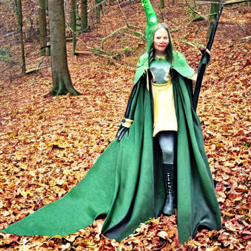 Image similar to medieval cloak wearing anthro lizard, photograph captured in the woods