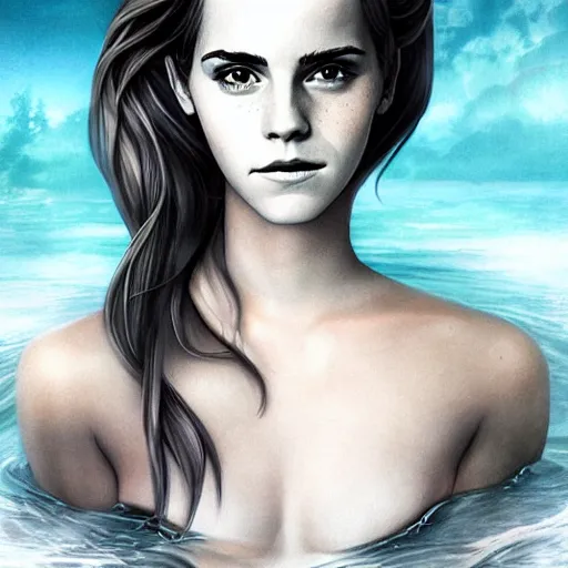 Image similar to emma watson mermaid by artgerm