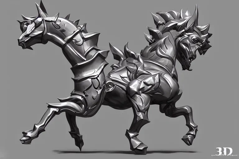 Prompt: 3d sculpt of an evil ironwork carousel horse, artstaton, League of Legends, overwatch, digital illustration