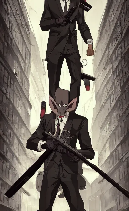 Image similar to rabbit hitman, manga art style, anime art style, dynamic lighting, fantasy concept art, trending on art station, stunning visuals, creative, cinematic, ultra detailed