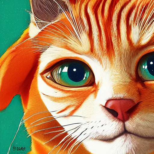 Image similar to an orange tabby gets a shot at the vet by ilya kuvshinov katsuhiro otomo