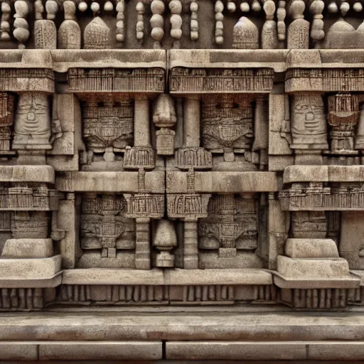 Image similar to 4 k unreal engine render of an ancient never seen before indian high detail temple. mirroring water