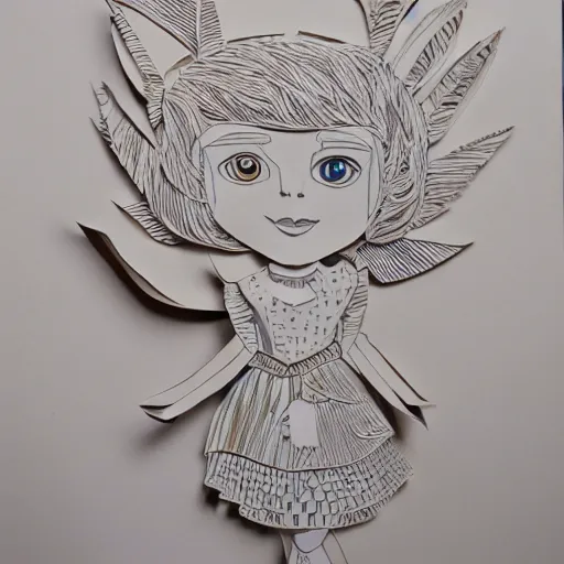 Image similar to cut paper sculpture of alice in wonderland