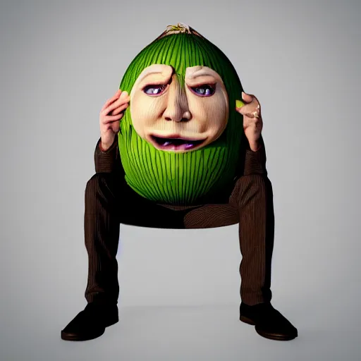 Image similar to man with onion face crying big drops visible tears 3 d render