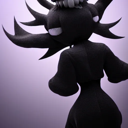 Prompt: cute fumo plush of a nightmare girl with hundreds of shadowy tendrils, vray render, black and white