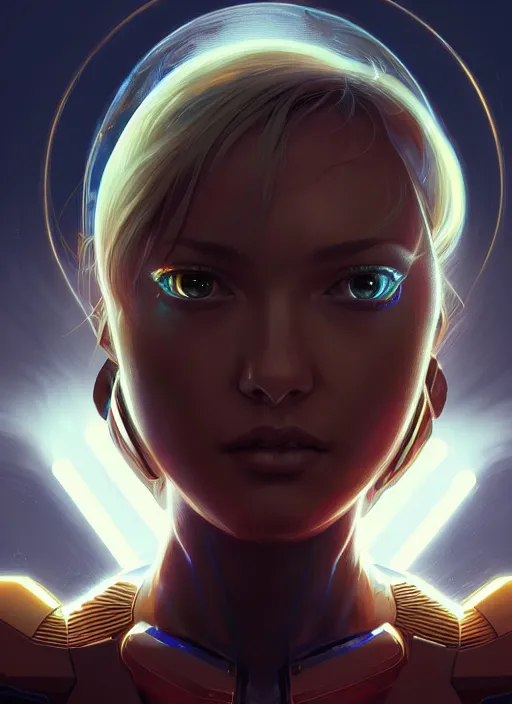 Image similar to portrait of samus aran, intricate, elegant, glowing lights, highly detailed, digital painting, artstation, concept art, smooth, sharp focus, illustration, art by wlop, mars ravelo and greg rutkowski