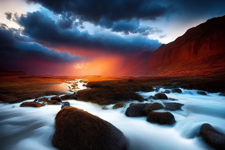 Image similar to beautiful landscape photography by marc adamus, desrt, dramatic lighting