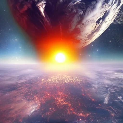 Image similar to Earth going to blow up, view from space, apocalypse, high quality, digital art