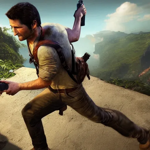 Image similar to nathan drake, uncharted, realistic photography