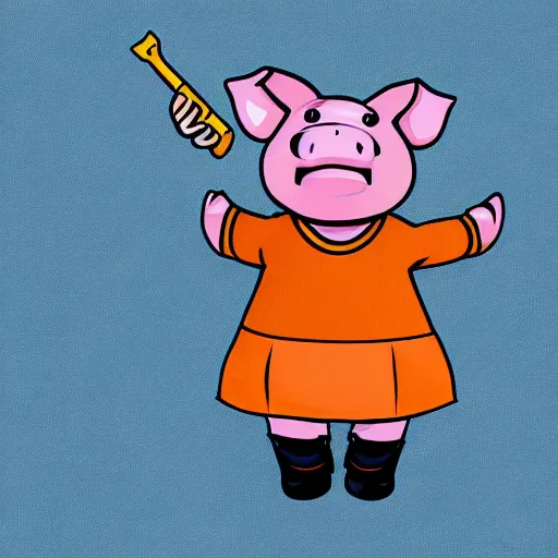 Image similar to cute pig using orange inmate clothes