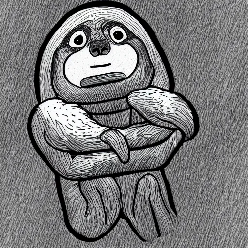 Image similar to sloth stoned af, cartoon, animation, drawing